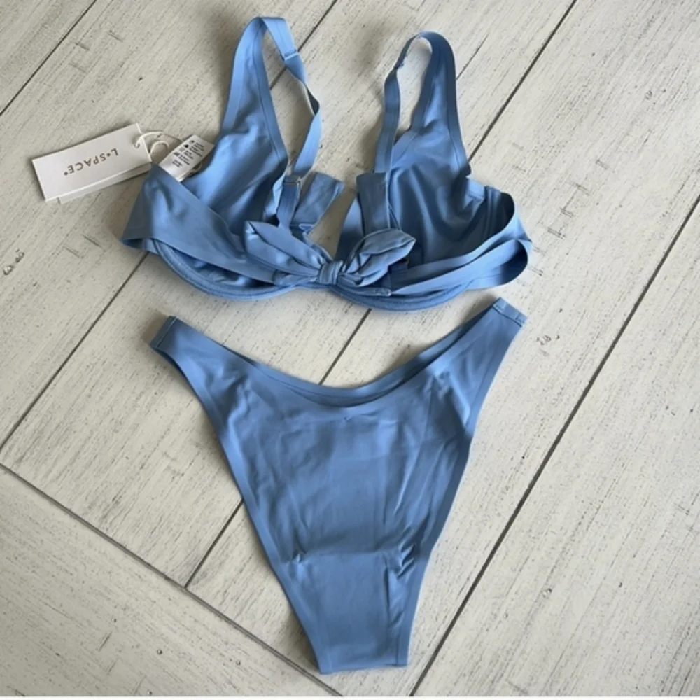 L*Space Seamless Alana Fused Cabana Bikini Set Aura Blue - Picture 4 of 8